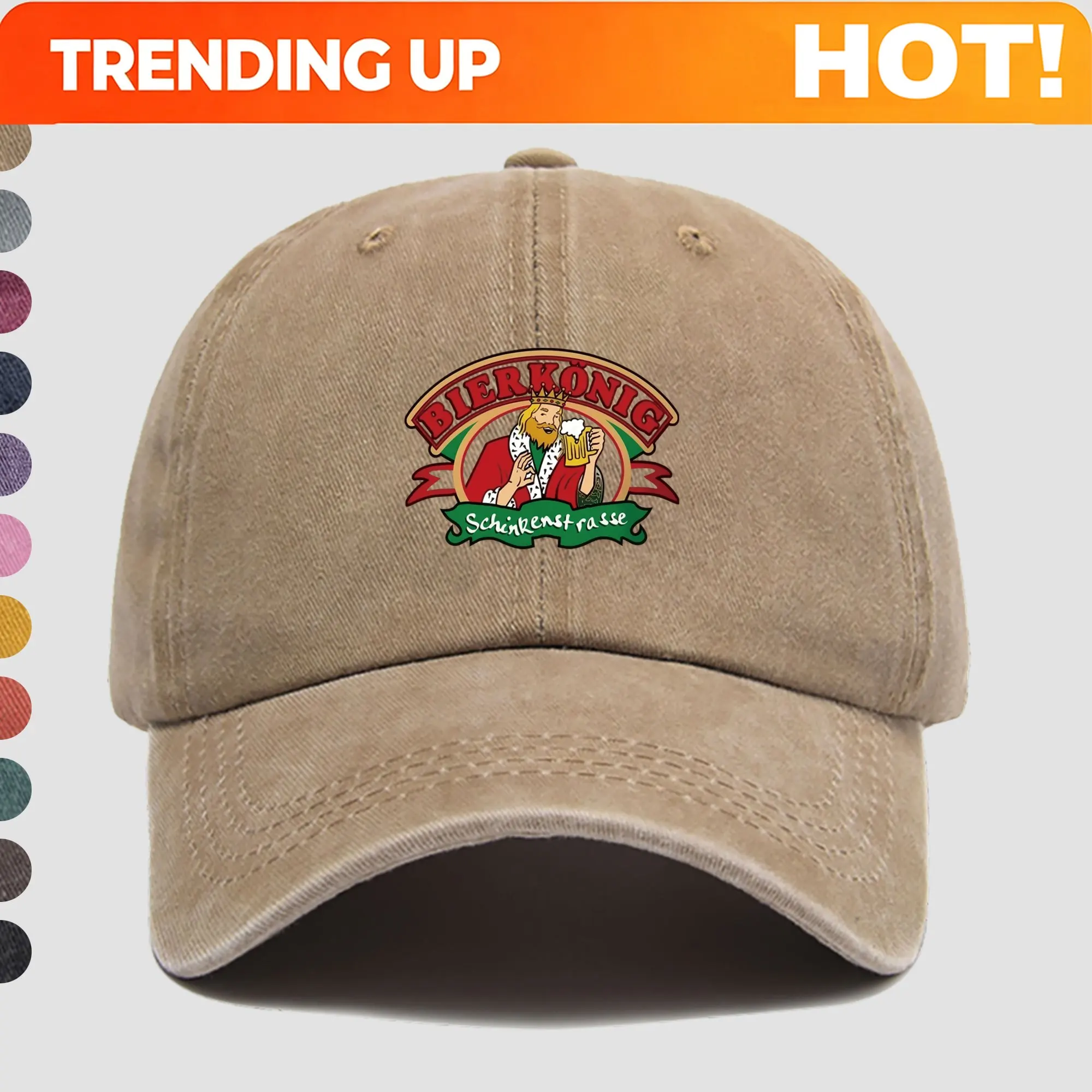 Customization Bavarian Beer King Printed Baseball Cap - Adjustable Retro German Style Cap With Buckle Strap, Soft Unisex Design