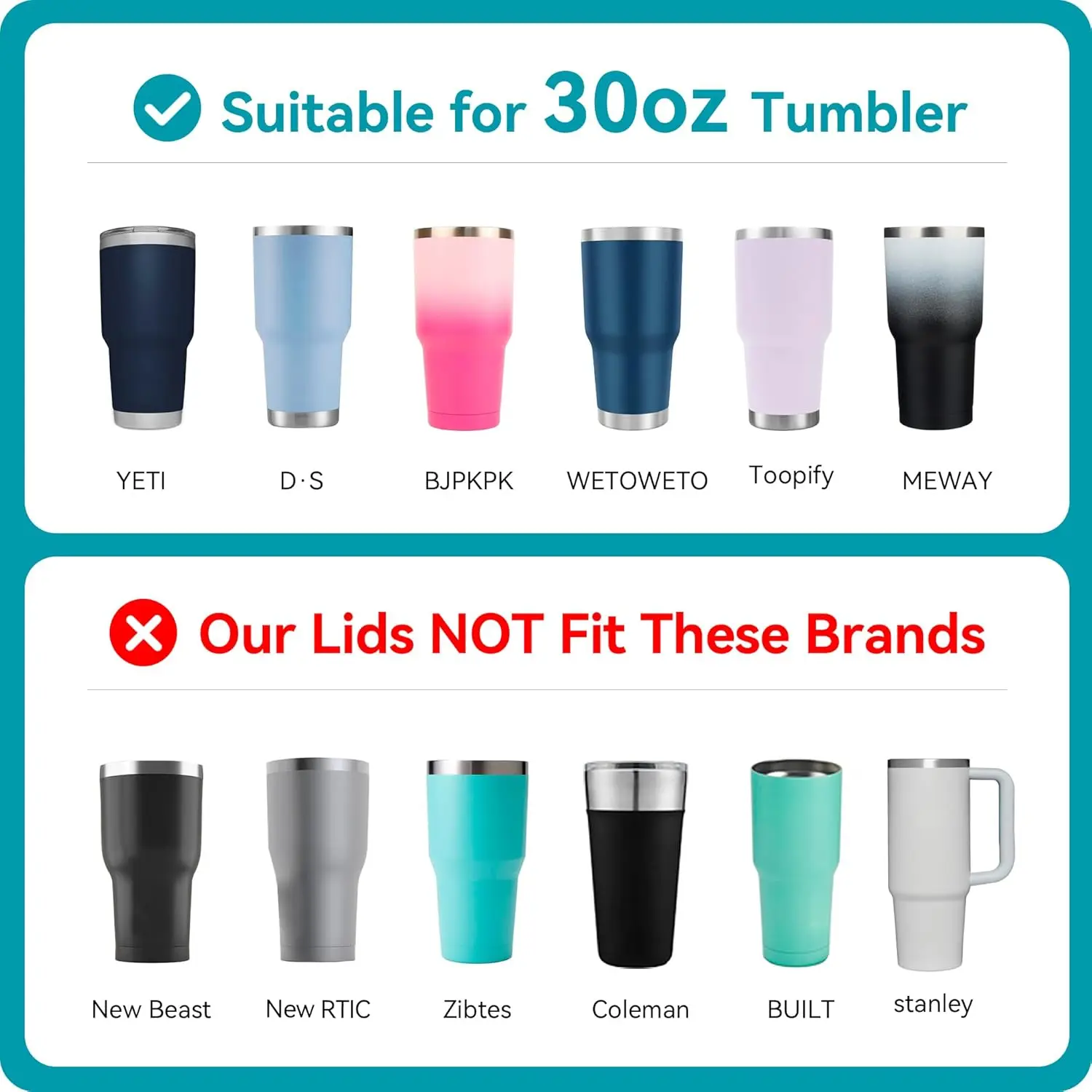 Replacement Spill-Proof Lid for 30 Oz Cups, Plastic Leak-Proof Cup Cover, Stainless Steel Flat Bottom Travel Mug Yeti