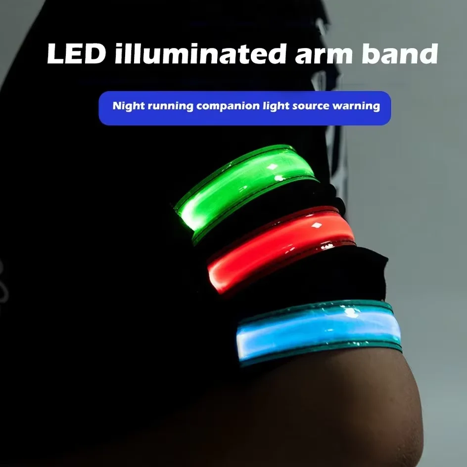 Battery LED Light Strap Wrist Slap Armband Ankle Running Riding Glow Outdoor Sports Night Running Light Safety Green Blue Red