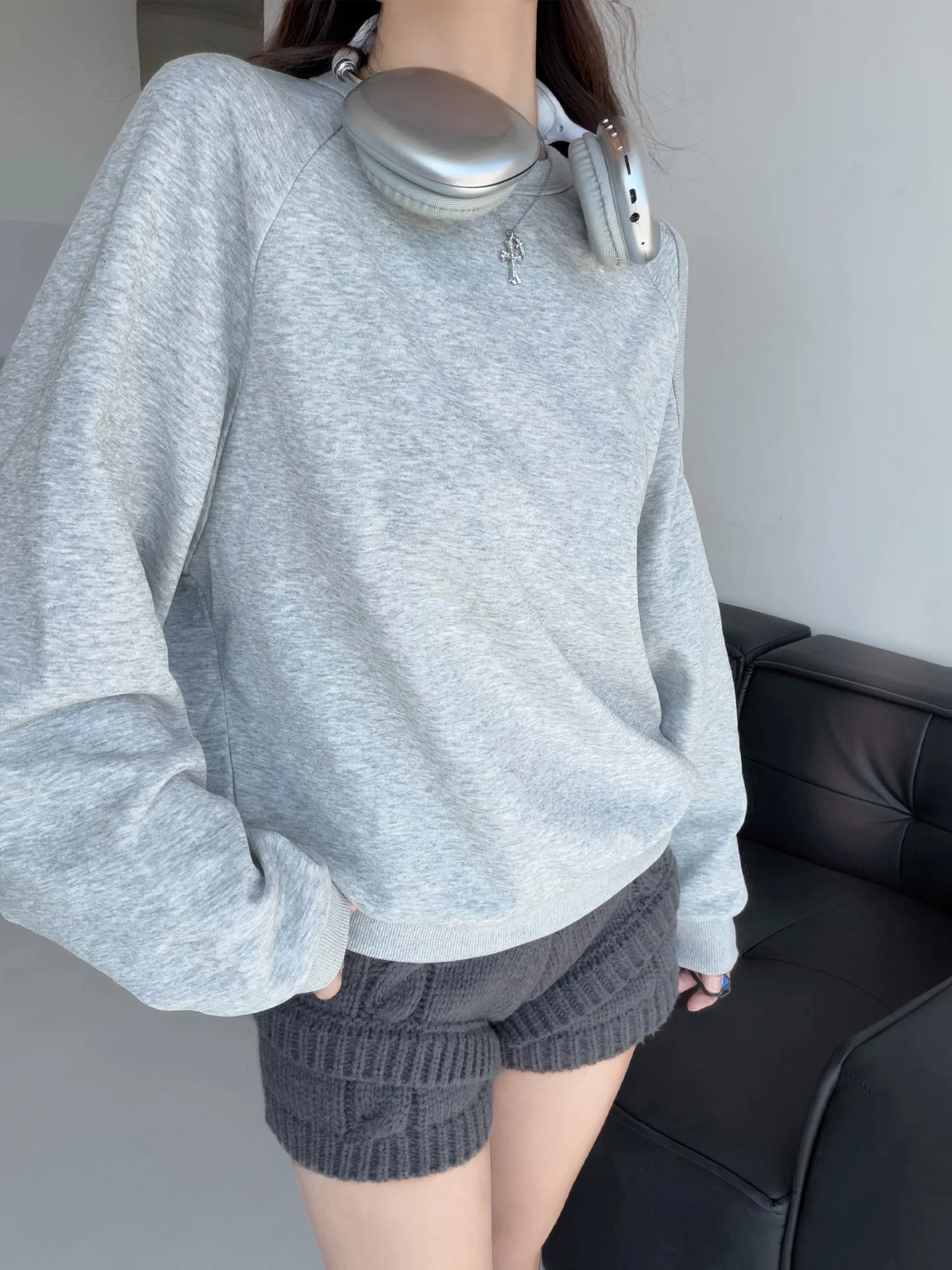 

Sweet Cool Girlfrie Slim Lazy Sle круглый Ne свитшот женский длинный све свободный накладной простой топ для девочек