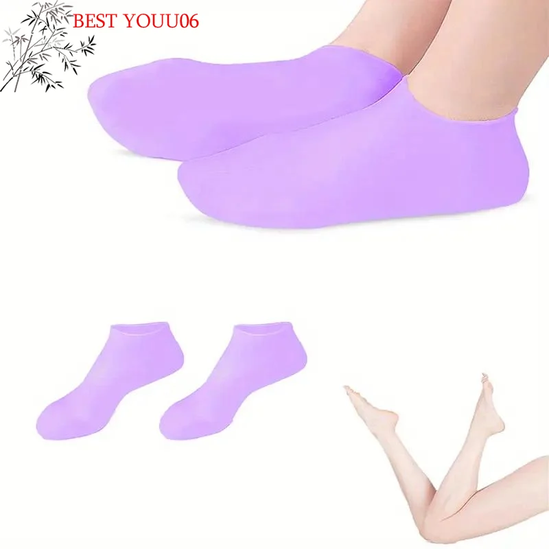 Hot 1pair Silicone Moisturizing Foot Sock For Dry Cracked Feet Foot Care Socks Spa Pedicure Socks Massage Moisturizing Gel Sock view 3