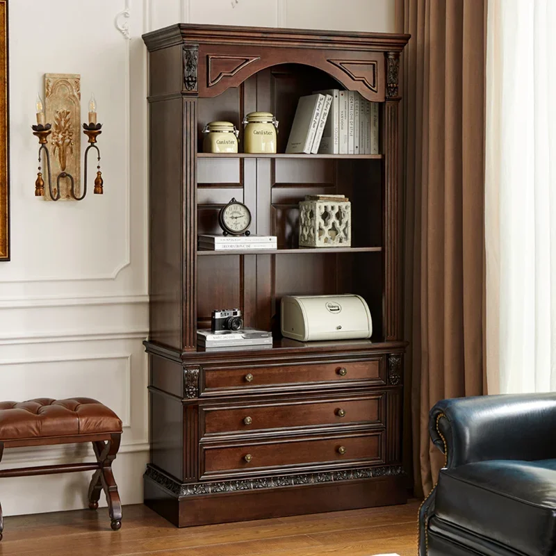 Solid wood birch modern bookcase 4 shelves living room side cabinet wine cabinet
