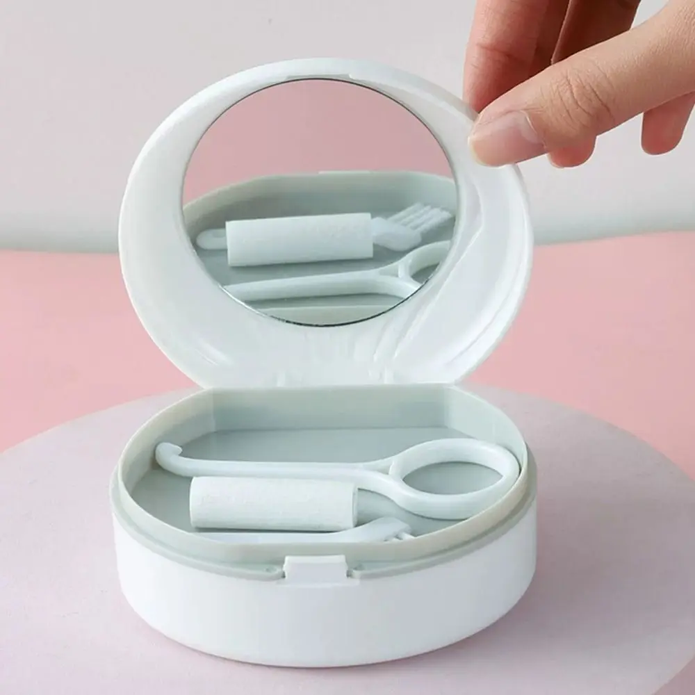 

Double Layer Orthodontic Retainer Case with Mirror Mouthguard Denture Bath Storage Box Soaking Shell Shaped