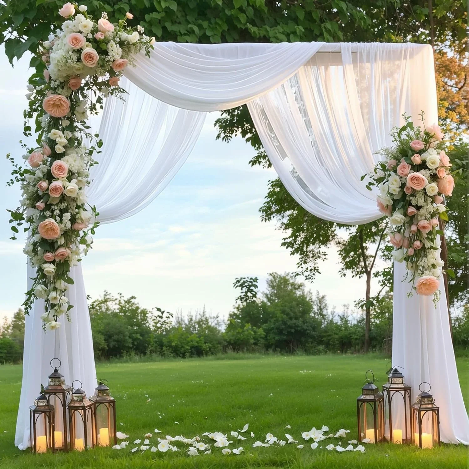 Wedding Arch Draping Fabric for Ceremony Reception Arch Decorations Chiffon Sheer Fabric Backdrop Curtains Party Bridal Shower