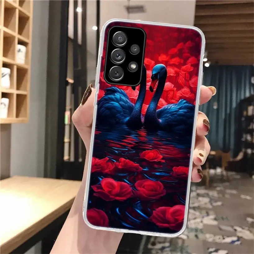 Black Swan Noble Soft Phone Case For Samsung Galaxy A14 A13 A12 A15 A54 A53 A52 A55 A34 A33 A32 A35 A24 A23 A22 A25 A04S A03S image 2