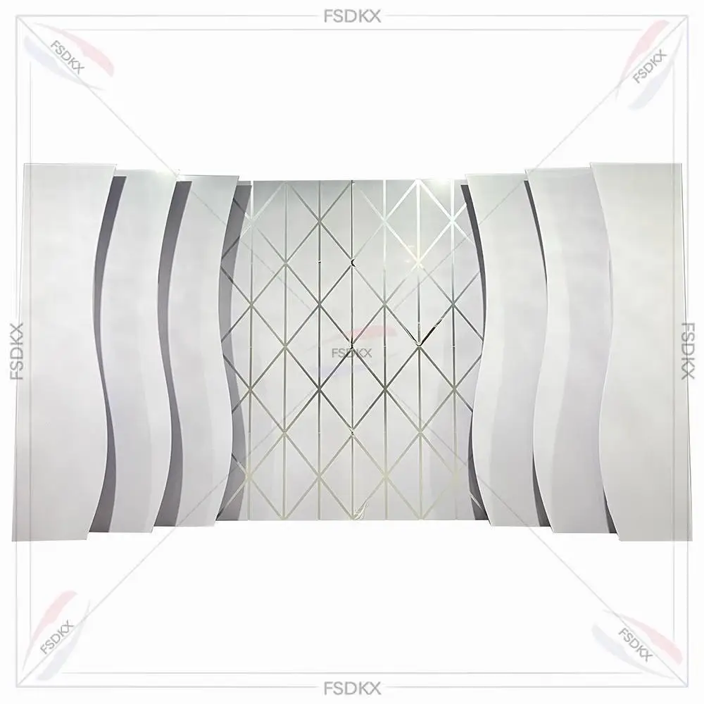 

Необычный серебряный и белый вечерние акриловый фон из ПВХ, панель-подставка для белого изогнутого фона, свадебная арка, золото