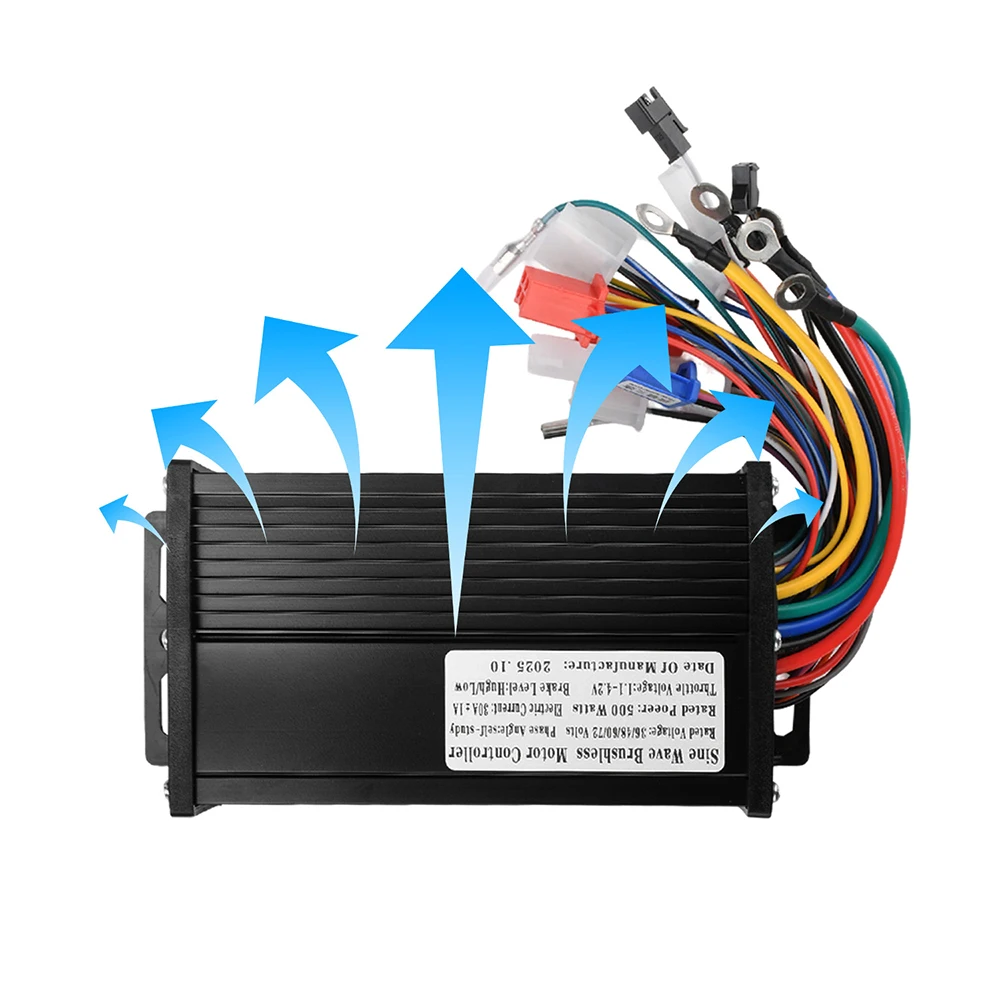 500W 30A Electric Vehicle Controller 36V 48V 60V 72V Sine Wave Three-Mode Brushless Motor Controller For Electric Bicycle