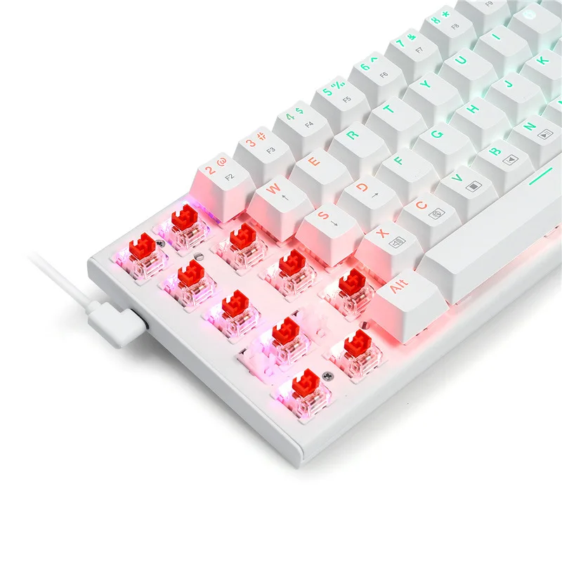 E-Youoso Wireless Wired RGB Backlight Gaming Teclado Mecânico, 60% Compact Hot swap, 2.4G BT, Branco