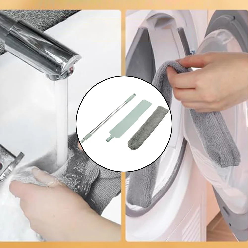 Efficient Retractable Dust Cleaner with Bendable Microfiber Head Extendable Handle Removable Design for Kitchen Bathroom Use