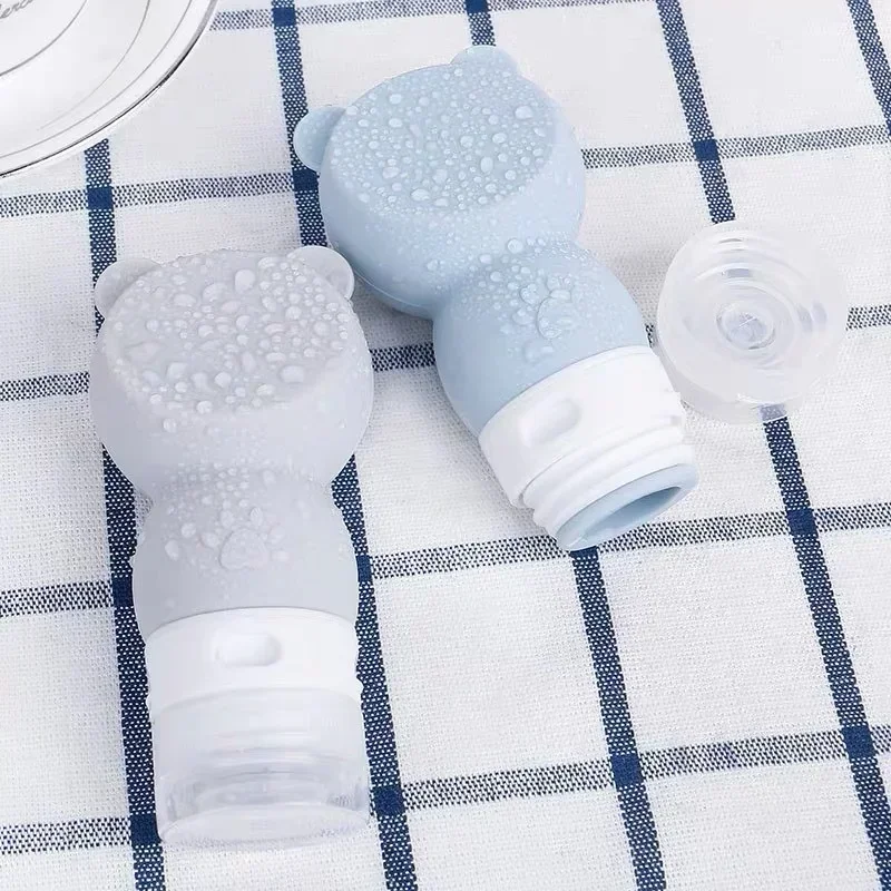 Tragbare, nachfüllbare, leere Reiseverpackungs-Quetschbehälter für Lotion, Shampoo, Kosmetik, Flasche, Cartoon, niedlich, Silikon