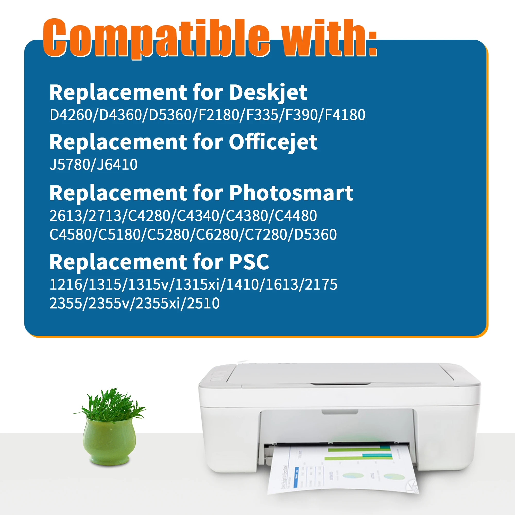 Jhaan 350XL 351XL Mehrzweck-Tintenpatrone, kompatibel mit HP 350XL 351XL für Deskjet D4260 Officejet J5780 J6410 Photosmart C5180 – Detail 2