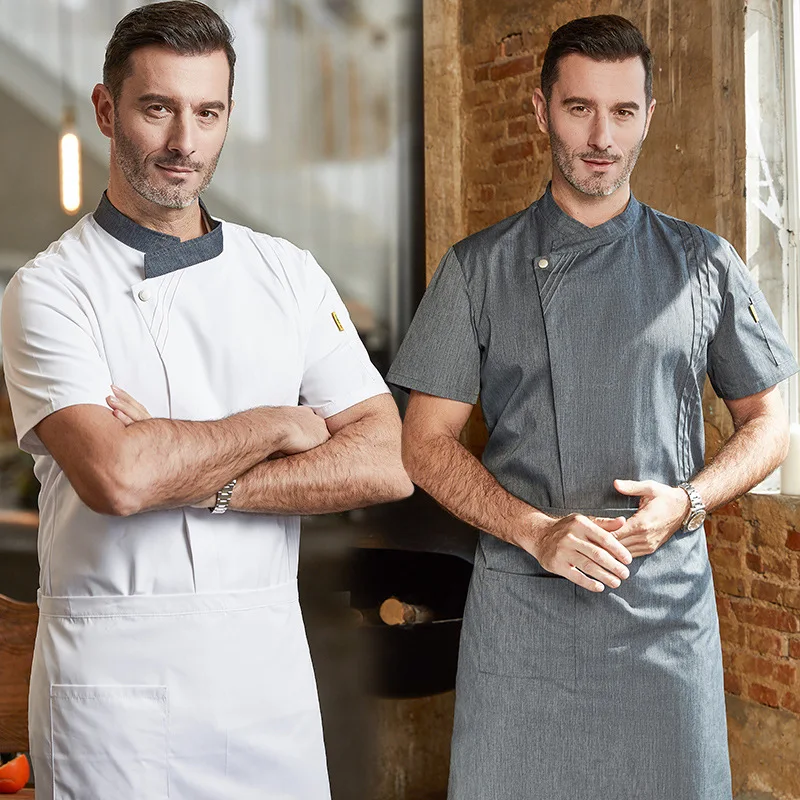 Uniforme de Chef de Restaurant, uniforme pour homme, vêtements d'été, vêtements de cuisine, salopette de Chef de Restaurant à manches courtes