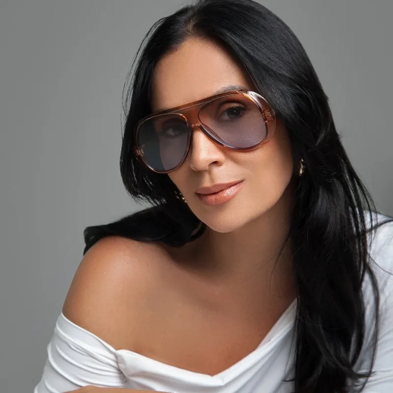 

2026 New Luxury Double Bridge Pilot Sunglasses for Women, Fashion Large Frame, Vintage Trend, Travel Vacation Sunglasses Glasses