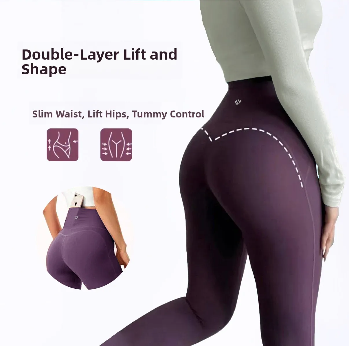 Pantalones de Yoga de cintura alta y alta elasticidad, sensación de nube, doble capa, melocotón, Fitness, gimnasio, levantamiento de glúteos, secado rápido, nueve piezas