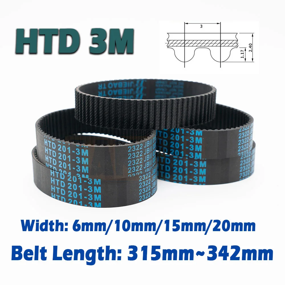 

HTD3M Length 315~342mm Rubber Closed Loop Timing Belt Width 6/10/15/20mm Drive CNC 315 318 321 324 327 330 333 336 339 342mm 3M