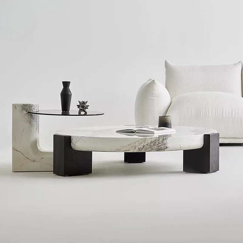 

Итальянский минималистичный мраморный круглый журнальный столик - дизайнерский журнальный столик для гостиной с высоким и низким вырезом для домашнего использования | Мебель для дома FYCT