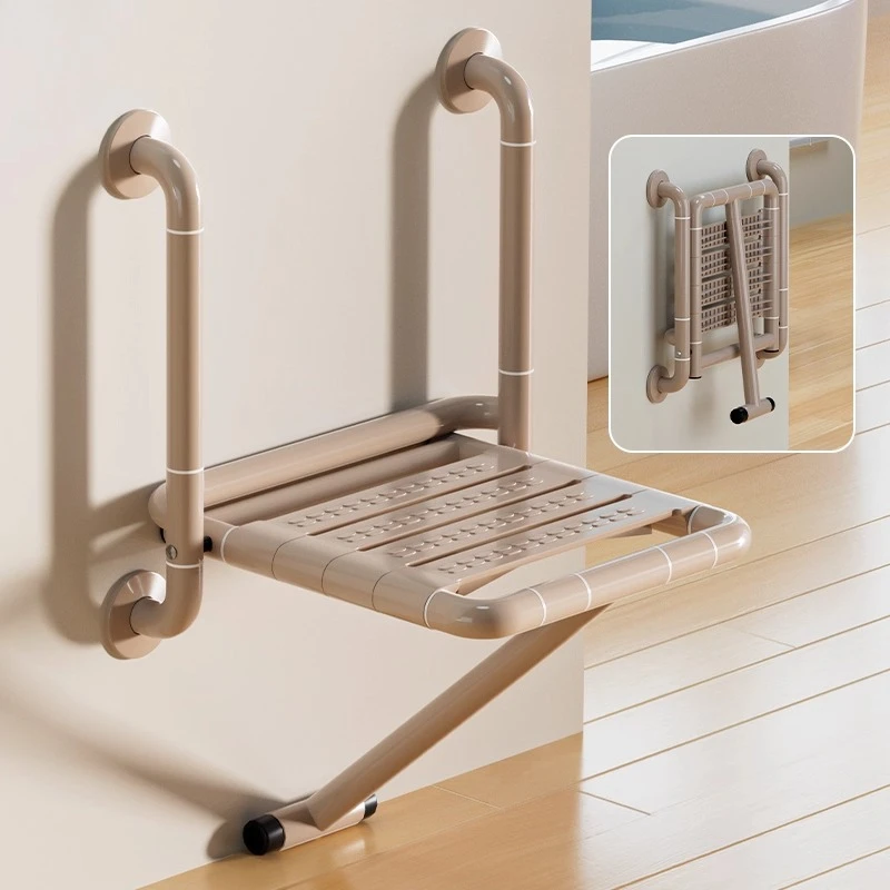 

Folding Shower Seat Wall Mounted Anti Skid Space Saving Stability Bath Stool Bathroom Chairs for Elderly Bathroom Shower Bench
