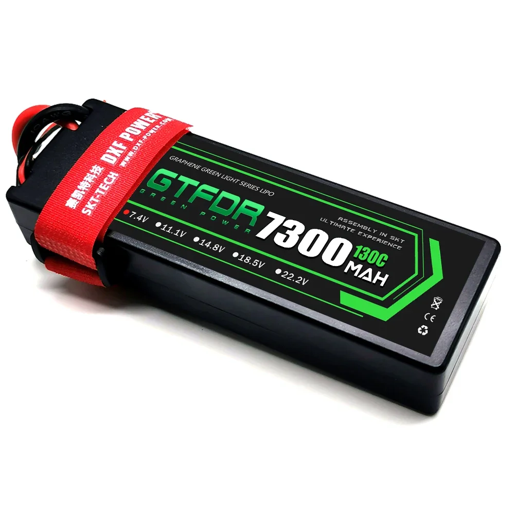 GTFDR 2S 3S 4S Lipo Battery 7300mAh 130C with XT60 EC5 TRX T/DEANS XT90 XT150 Plug HardCase For 1/8 Buggy RC Car Boat Airplane