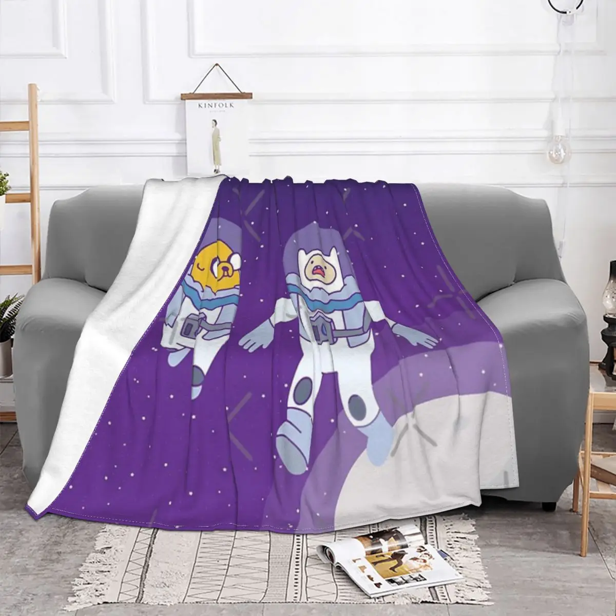 Manta Space Adventure Time para bebé, a cuadros para cama colcha, edredones de muselina a cuadros