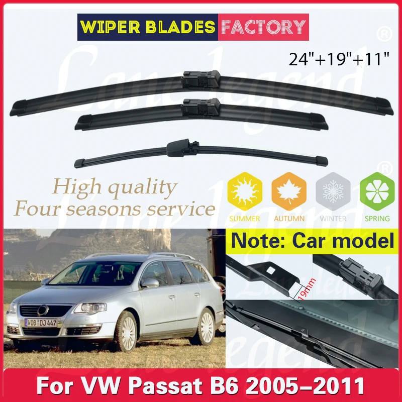 

Car Wiper Blades For VW Passat B6 2005 - 2011 24"+19"+11" Front Rear Windscreen Wipers Car Accessories 2007 2008 2009 2010 2011