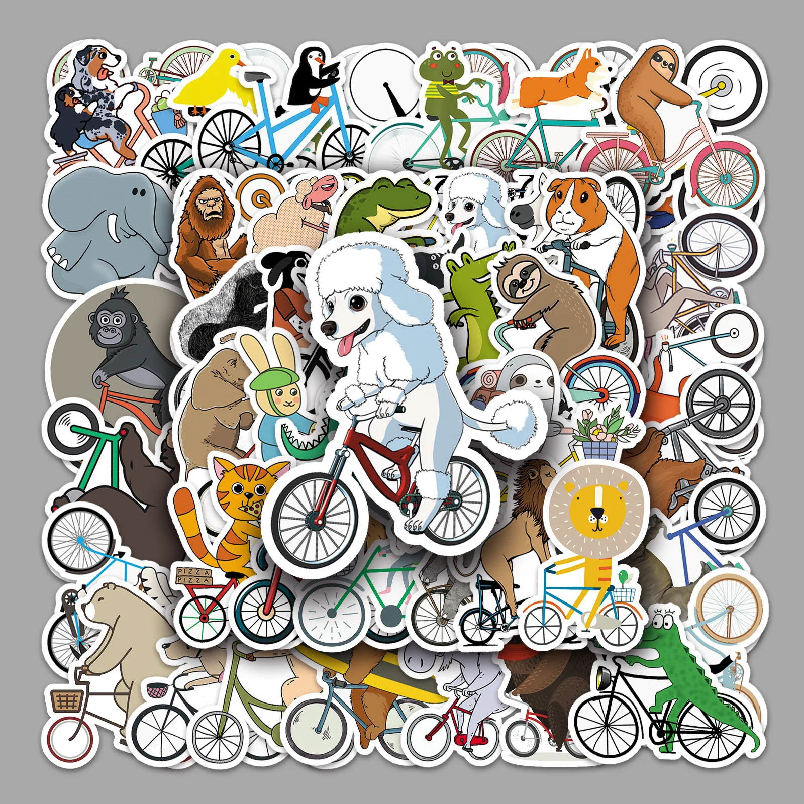 50PCS Animal Bike Doodle Personalized Cartoon Cute Creative DIY Mobile Suitcase Guitar Notebook Sticker Waterproof Decal Gift