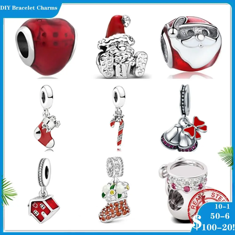 

New Silver Fine New Silver 925 Charms Santa Claus Christmas Tree Charm suitable for original Pandora bracelets and bracel