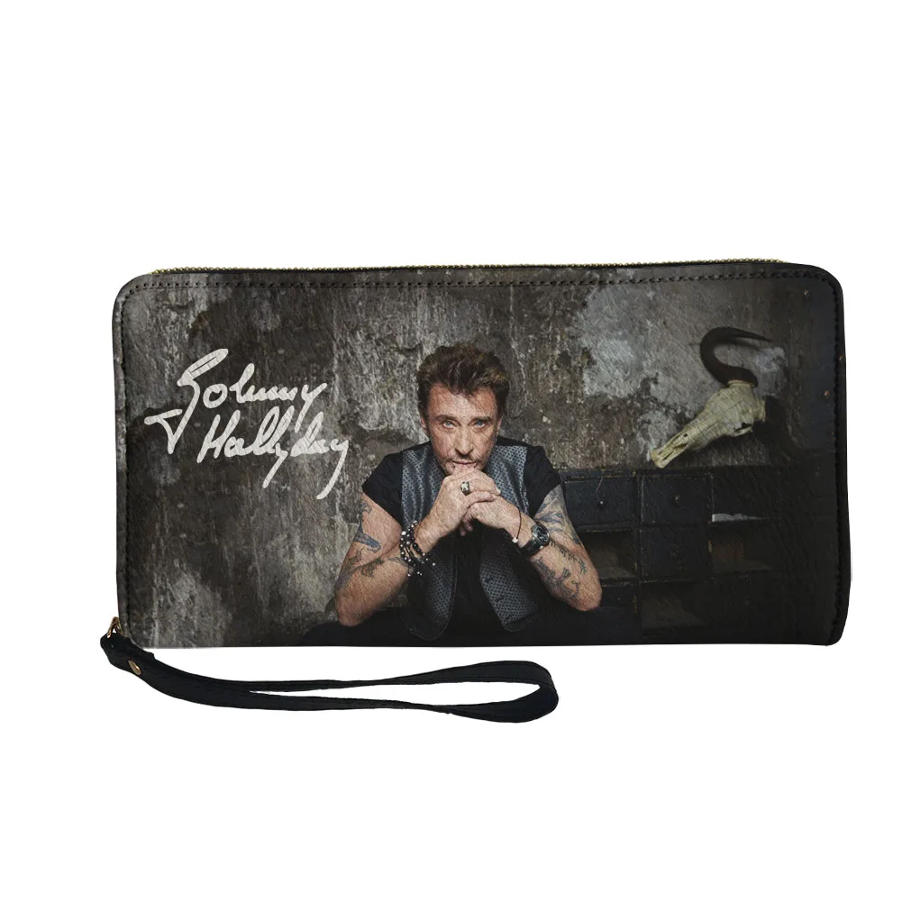 

Johnny Hallyday кошелек на заказ, кошелек в стиле поп-певец, мужские и женские длинные кошельки на молнии с двойным принтом, портативный кошелек, подарочная сумка