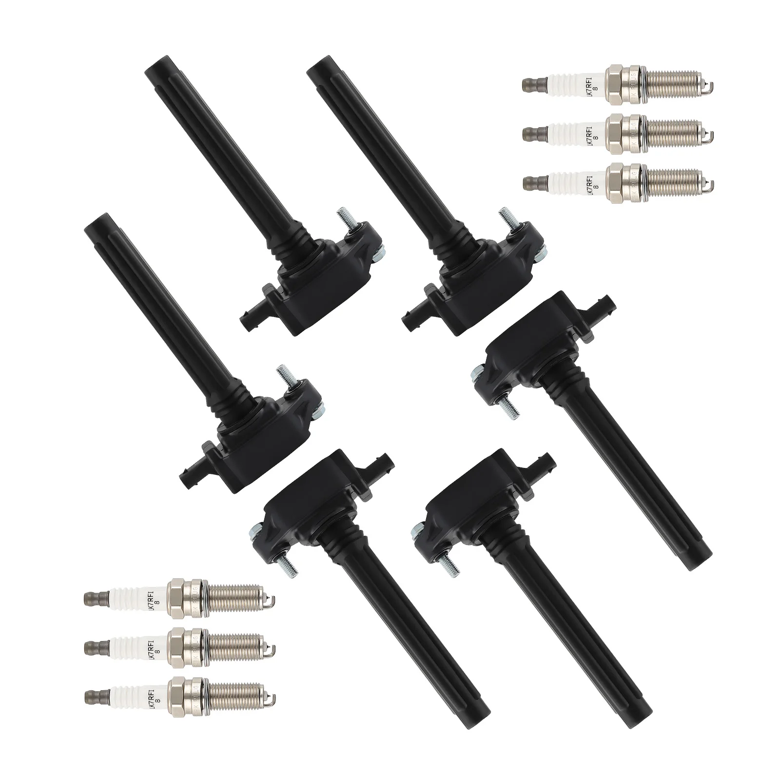 

6 катушек зажигания и свечей зажигания для Chrysler Jeep Dodge Ram 3.6L UF648 черный, новый