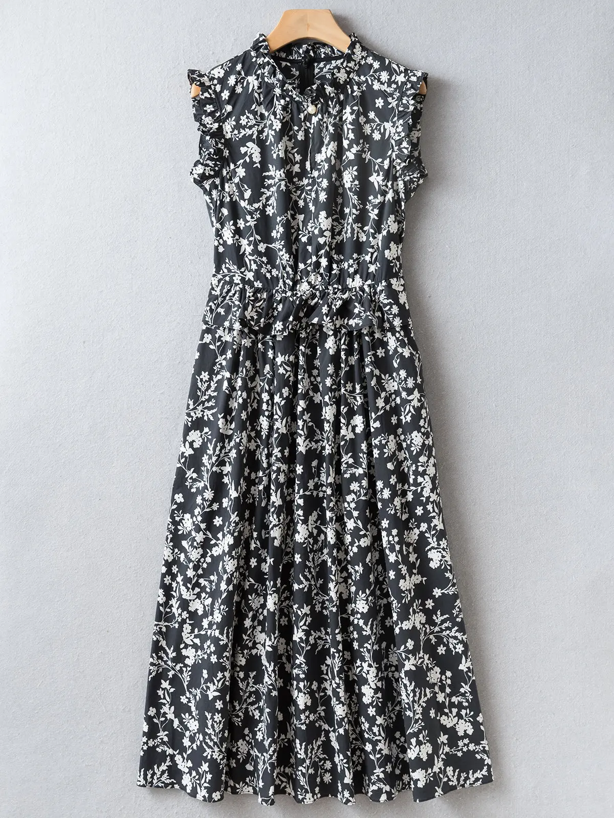 

Summer Collection | Black White Print Tea Dress | Lace Neckline Sleeveless Cotton Dress | UK6-UK16