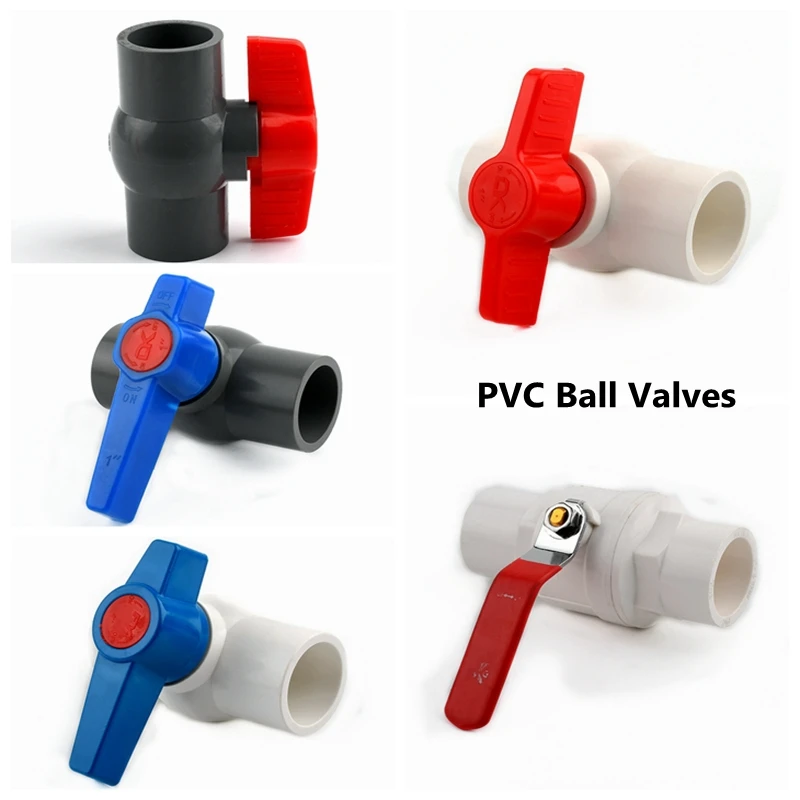 1PC 20~200mm Socket Type PVC Ball Valves Garden Irrigation Fittings Aquarium Fish Tank Switch Ball Valve PVC Pipe Water Switch