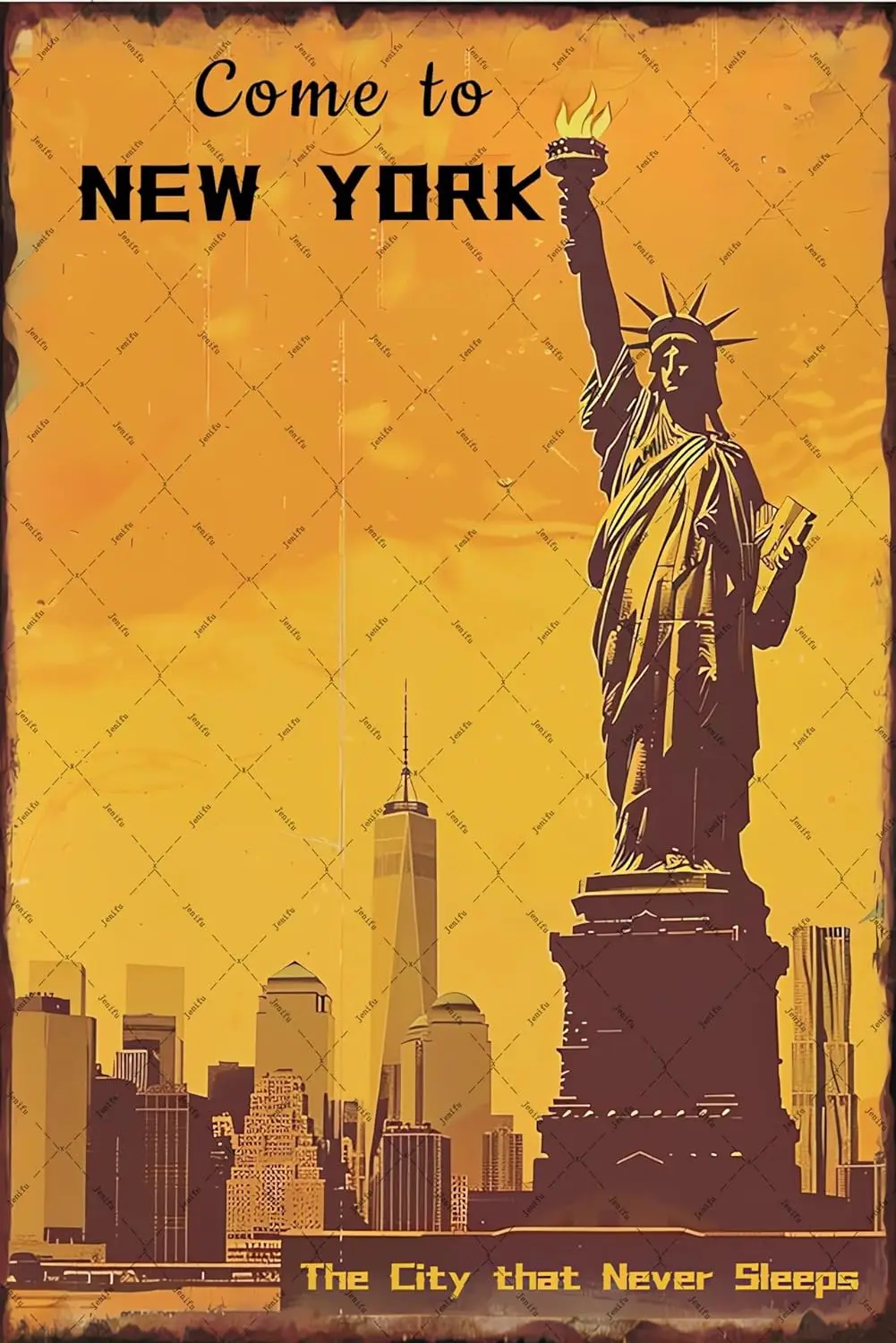 Travel To New York Tin Sign Statue Of Liberty Metal Signs The Sunny Signs Travel Poster New York Poster For Office Home Bars