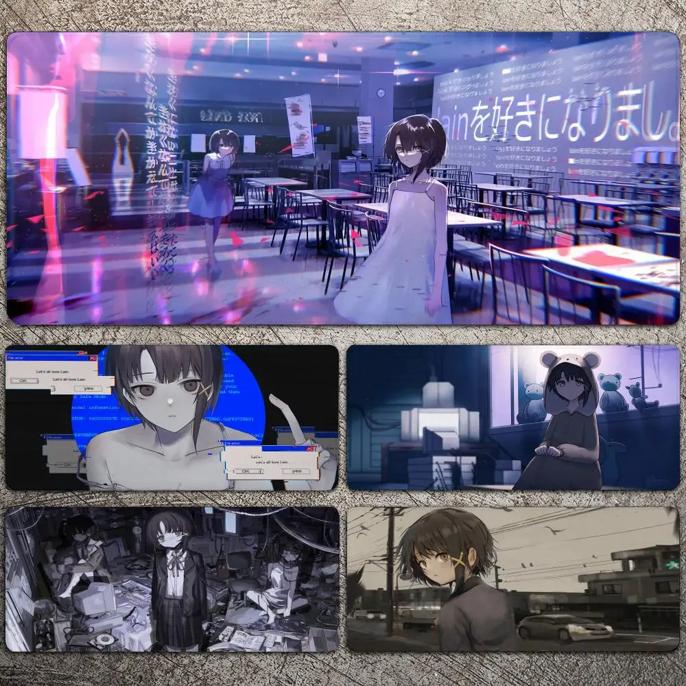 Serial Experiments Lain Anime Mousepad Large Gaming Mouse Pad LockEdge Thickened Computer Keyboard Table Desk Mat