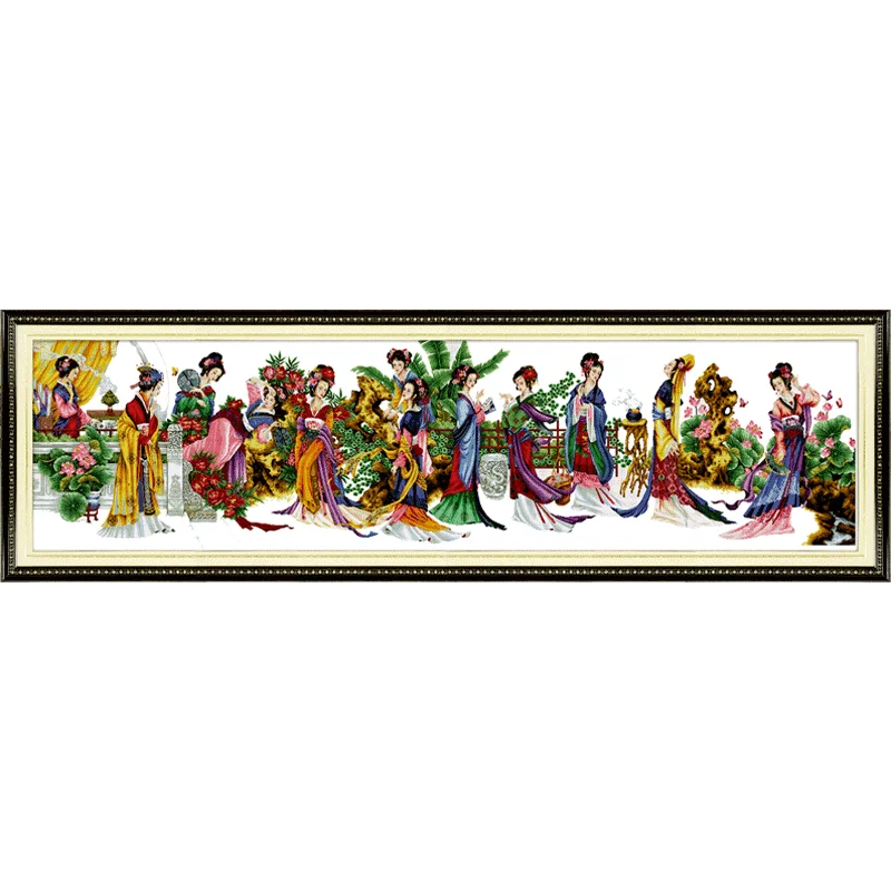 

Printed Cross Stitch Embroidery Kits 11ct Silk/Cotton Threads DIY Needlework Decor Handmade Gift Chinese Traditional 12 Beauties