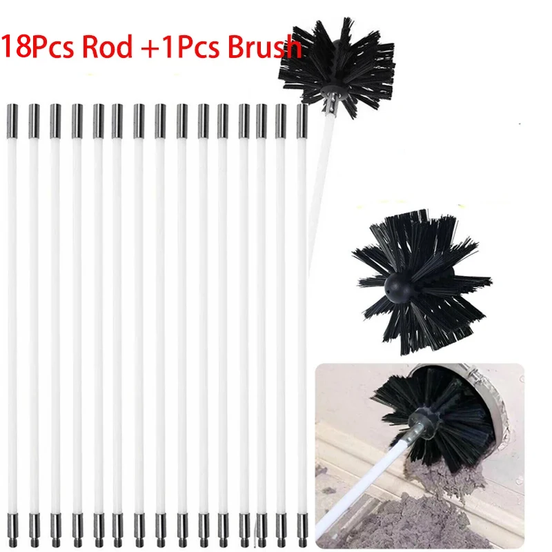 Flexibele schoorsteensweepset Rookkanaalveegborstel en staafset Roetreinigingsstaven Nylon borstelreinigingsgereedschapset Handig