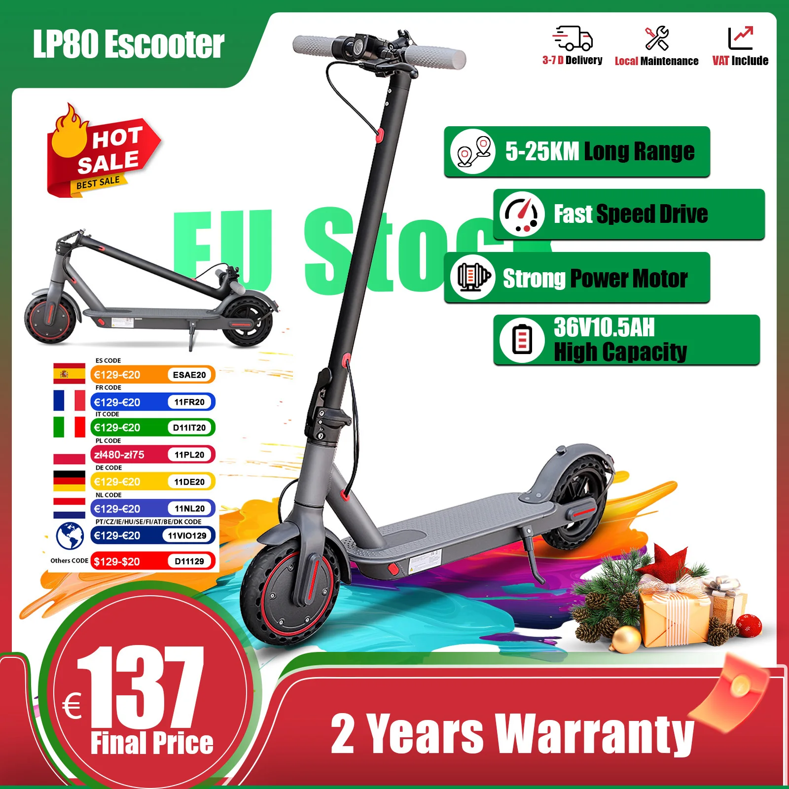 AOVOPRO LP80 10,5AH Elektroroller 35KM Maximale Reichweite Tragbarer E-Scooter Beeindruckende Höchstgeschwindigkeit Starker Antriebsmotor Elektroroller