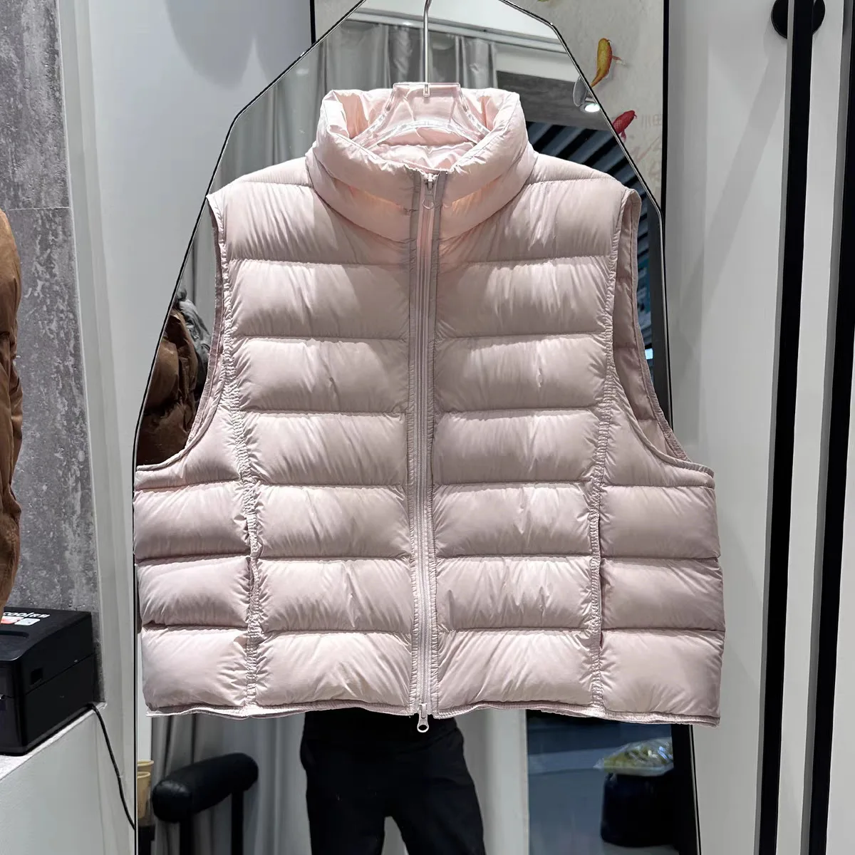 2025 الأبيض بطة أسفل سترة المرأة سترة الخريف الشتاء أكمام صدرية دافئة خفيفة الوزن سترة منفوخة الإناث بلايز أبلى #5