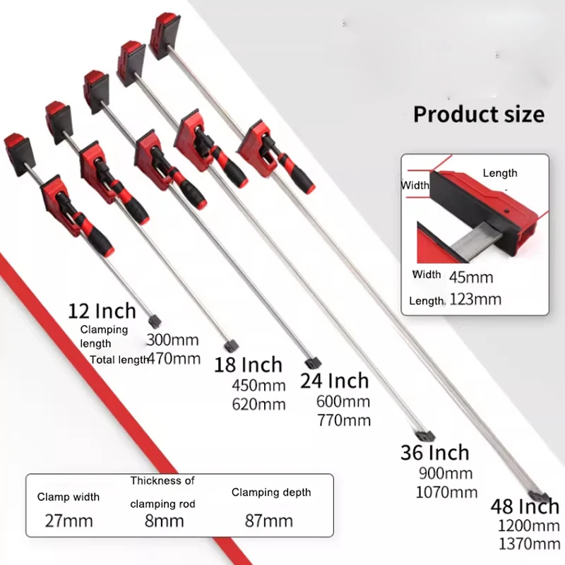 

Сверхмощный параллельный зажим 12 дюймов, 18 дюймов, 24 дюйма, 36 дюймов, 48 дюймов, деревообрабатывающие зажимы, зажим для быстрого крепления, зажим для аквариума F, зажим для стержня