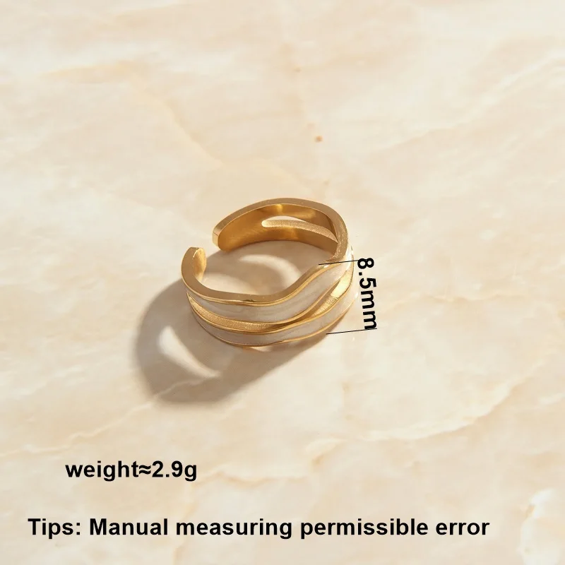 SOMMAR Newest Arrival Gold color size 6 7 8 Girlfriend wedding rings enamel smoke effect open ring opal prices in euros