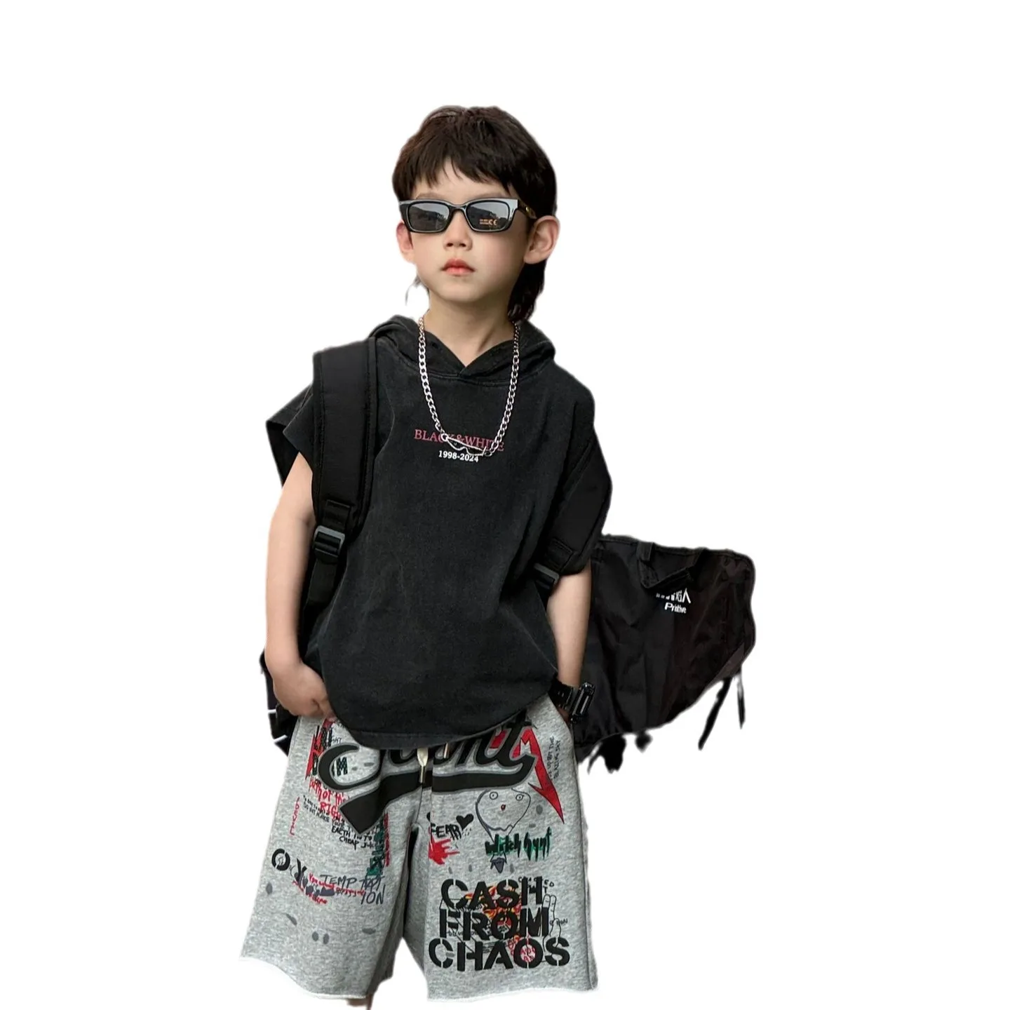 Children Clothing Kids Denim Pants 2024 Summer New Fashionable Korean Style Boy Fashion Graffiti Casual Pants Handsome Shorts