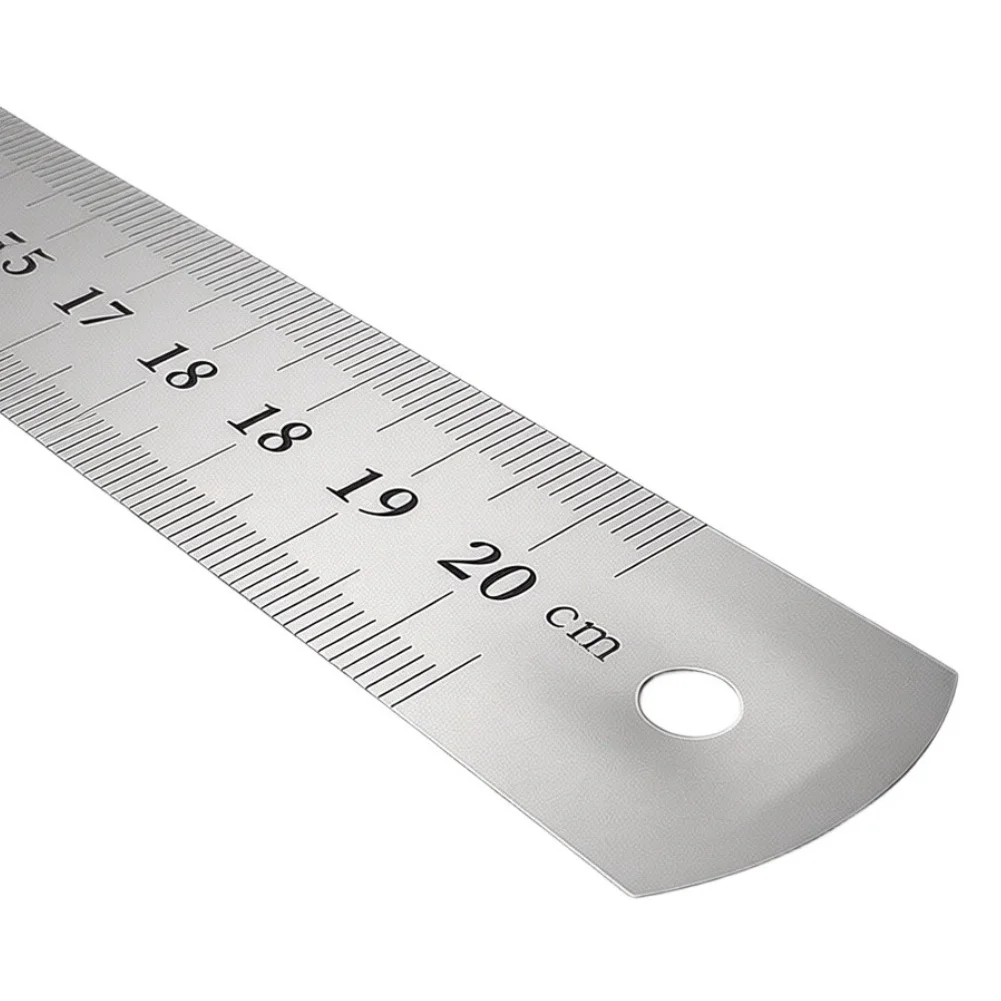 Stainless Steel Measuring Ruler 20/30/50 cm Construction Etched CM MM Scale Rounded Edges Safe Handling for Students
