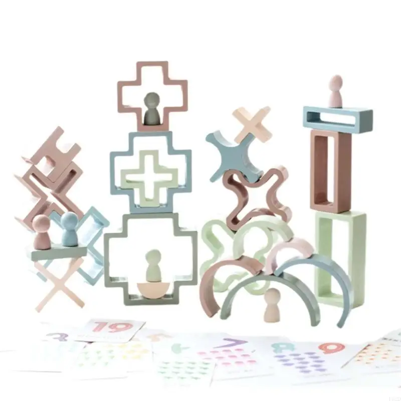 F62d Leuke houten stacker puzzel educatieve balancing -activiteiten speelgoed voor 3 + jaar