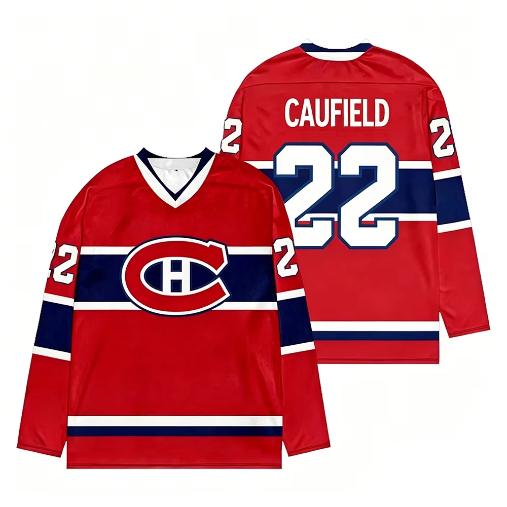 Neues Kinder-Hockeytrikot der Montreal Canadiens, V-Ausschnitt, langärmlig, sportliches Sweatshirt für Damen und Herren, Spieler-Cosplay-Oberteil – Detail 6