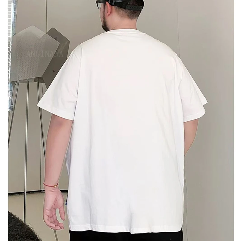 Plus size 15XL 210KG men\'s T-shirt cotton multi-color large 12XL 8XLshort sleeved round neck loose black and white oversized top