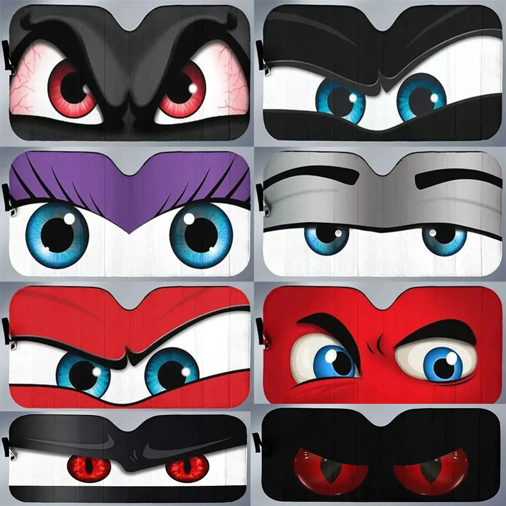 Cartoon Big Eyes Car Sunshade Car Windshield Automotive Accessories Car Protection Window Sunshade Screen Decoration