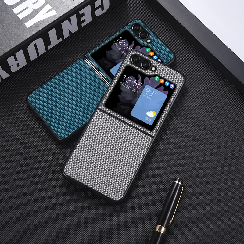 Retro Fabric Nylon Case for Samsung Galaxy Z Flip 3 4 5 6 ZFlip 6 ZFlip6 Slim Matte Anti-knock Shockproof PC TPU Hybrid Cover