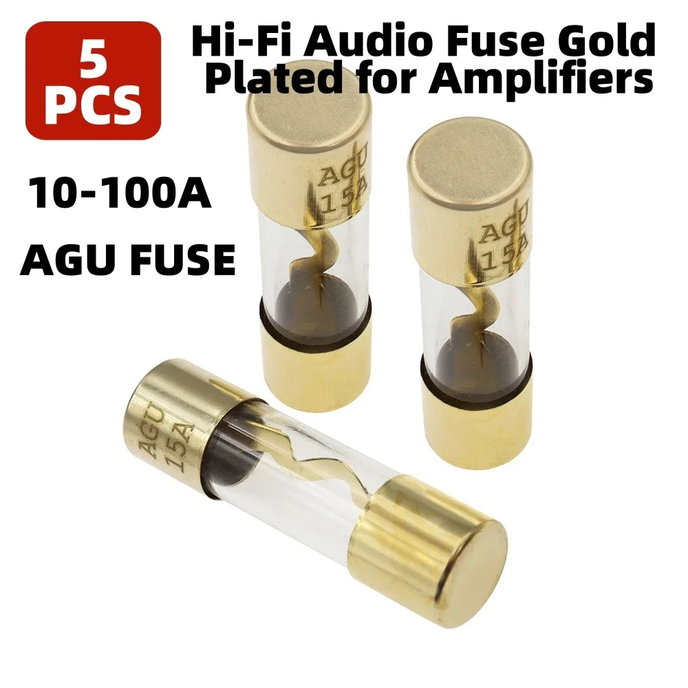 

5PCS 10x38mm AGU Gold Plated Glass Tube Fuse 10A-100A for Car Hi-Fi Audio Systems 10A 15A 20A 25A 30A 40A 50A 60A 70A 80A 100A