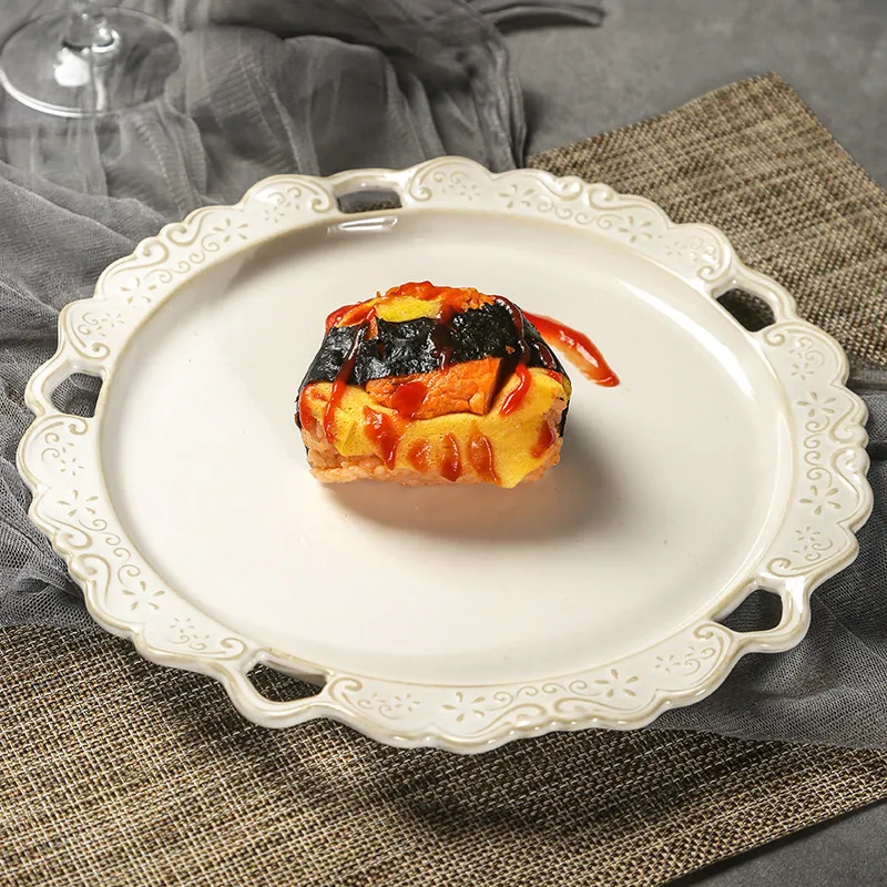 

Европейские керамические рельефные тарелки для фруктов и кондитерских изделий, тарелки для стейков в стиле вестерн, десертные тарелки для суши и декоративная посуда для ресторана