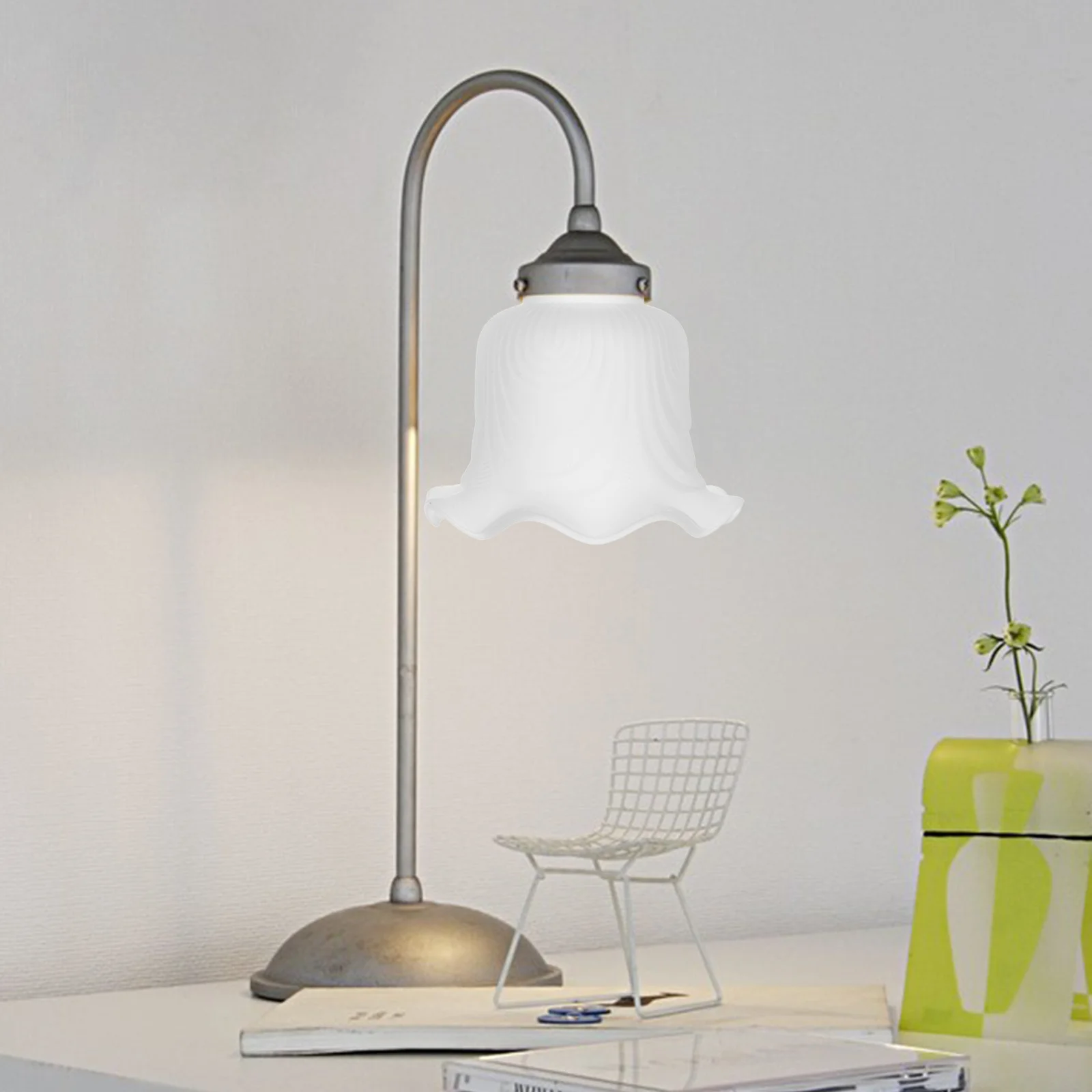 

Glass Lampshade Modern Romantic Pendant Light Cover Small Flower Design White Ceiling Light Shade 43mm Diameter Living Dining