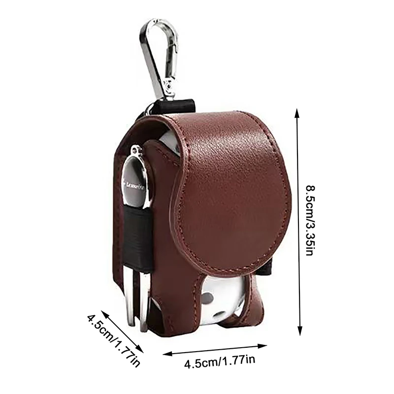 Golf Ball Bag Mini Pocket Leather Golf Ball Storage Bags Metal Button Bag Holder 2 Balls Golf Storage Accessories