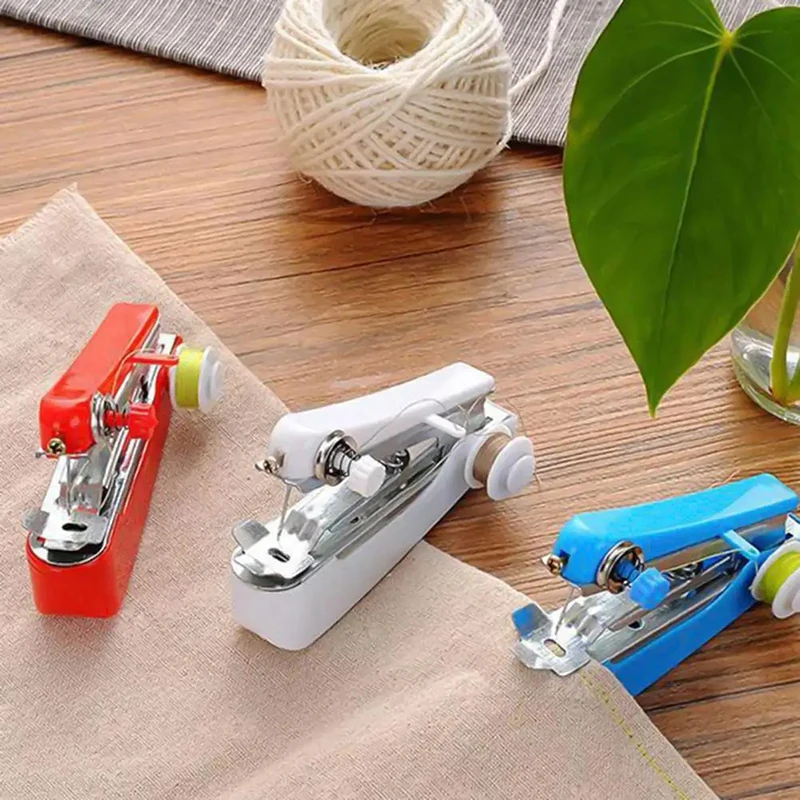 New 1 Set Mini Sewing Machine Fast Stitch Labor-saving Fabric Clothes Sewing Tools Handheld Portable Mini Manual Sewing Machine